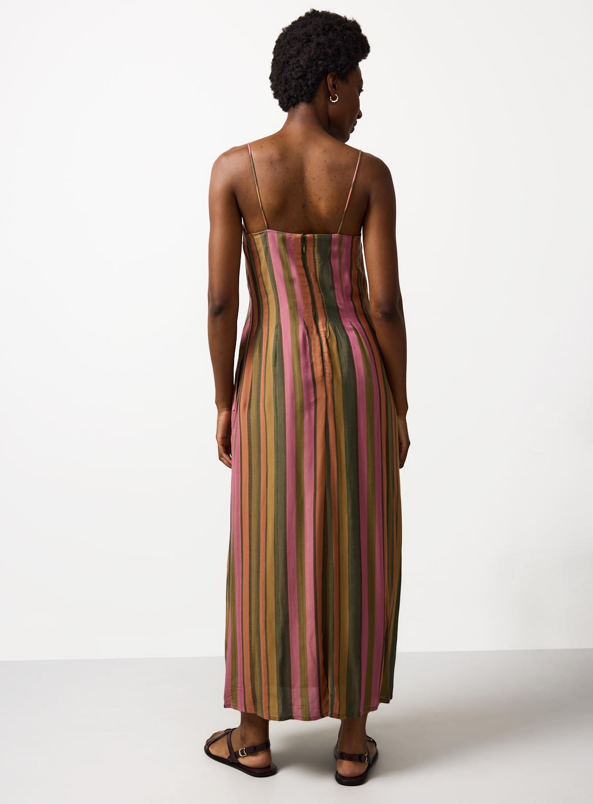 Orange & Green Stripe Midaxi Cami Dress 14 - Image 4 thumbnail